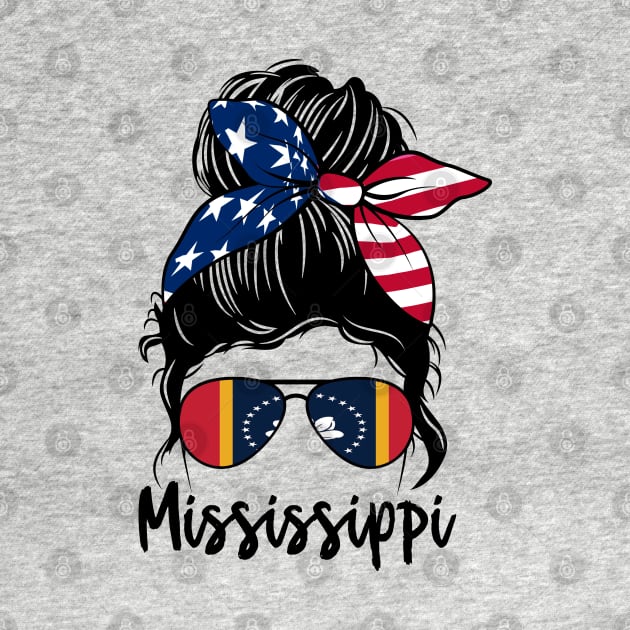 Mississippi girl Messy bun , American Girl , Mississippi Flag by JayD World